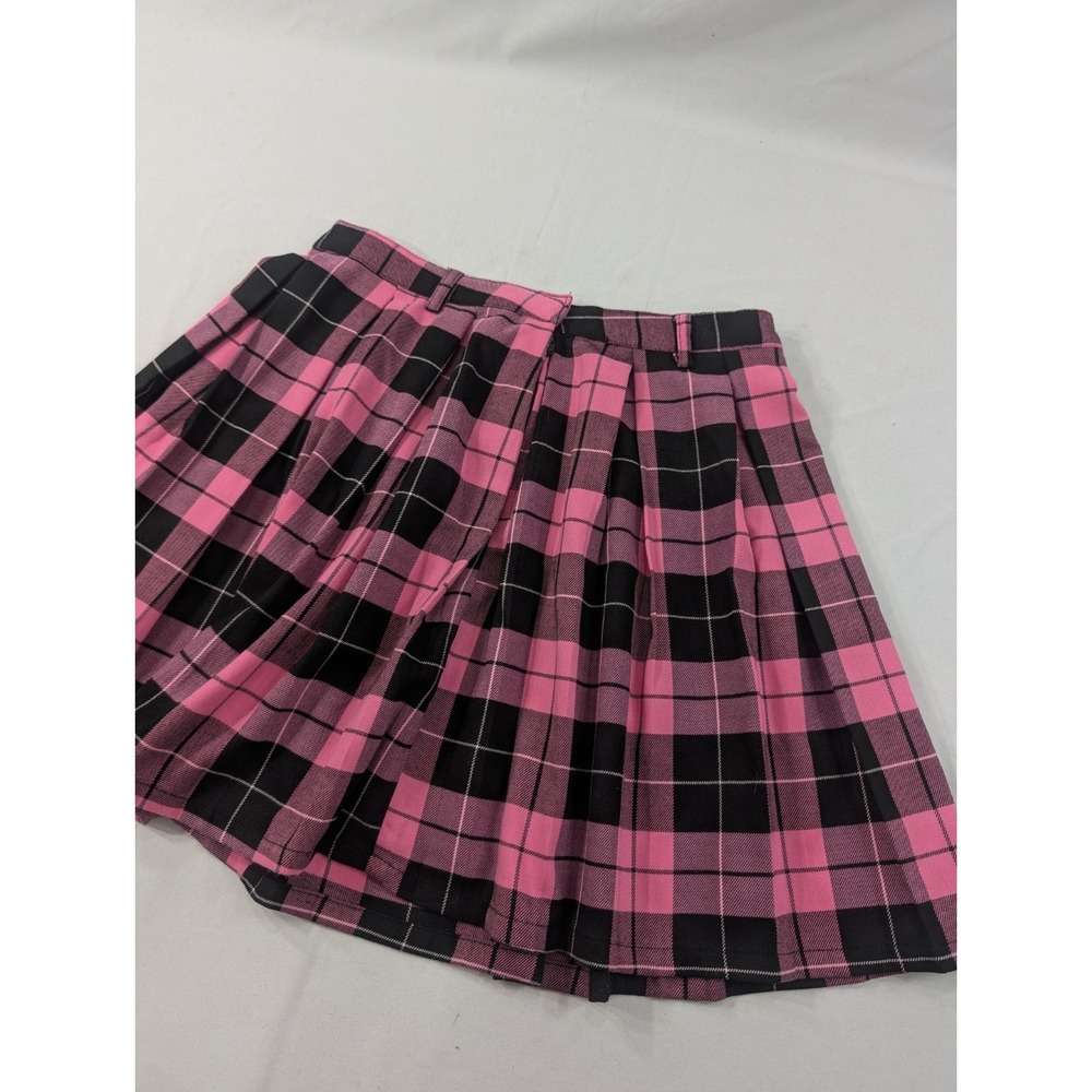 Hot Topic Plaid Mini Skirt  Short Pleated Women's Size M Pink Academia Emo Goth